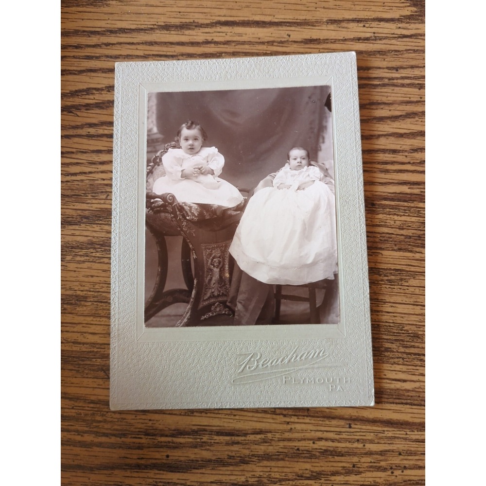Antique Cabinet Card Children Photo Late 1800s Victorian Portrait Plymouth PA